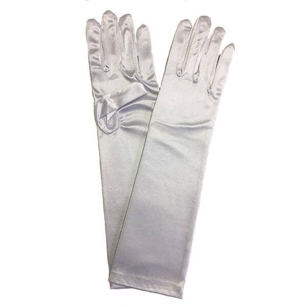 White Satin Glove Long