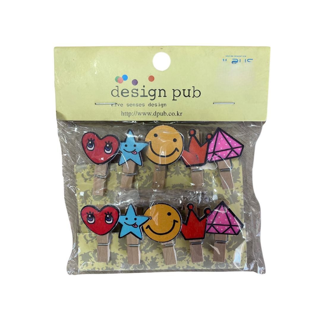 Wooden Pegs - Emoji 10pc