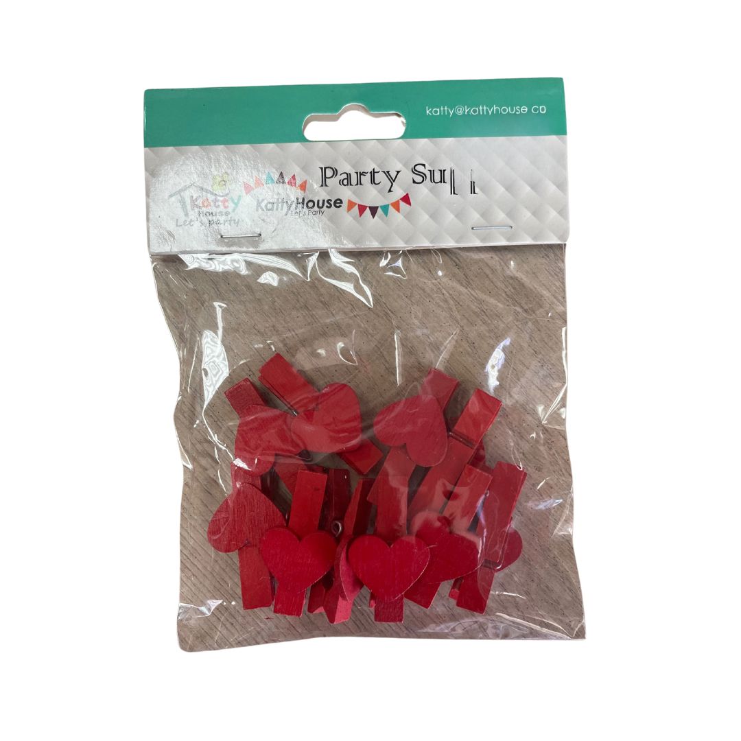 Wooden Pegs - Hearts 10pc