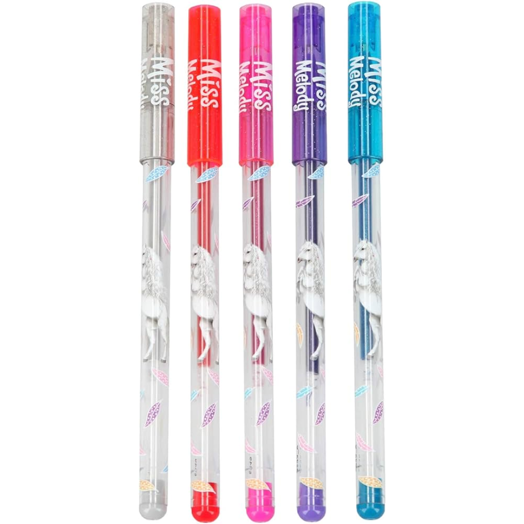 Miss Melody Glitter Ball Pen Set - 5 Pens