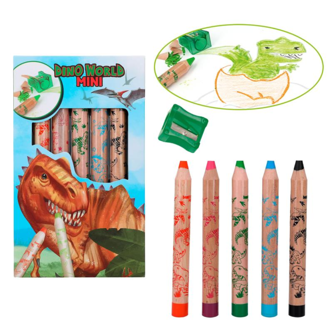 Dino World Mini Dino 6 Thick Coloured Pencil