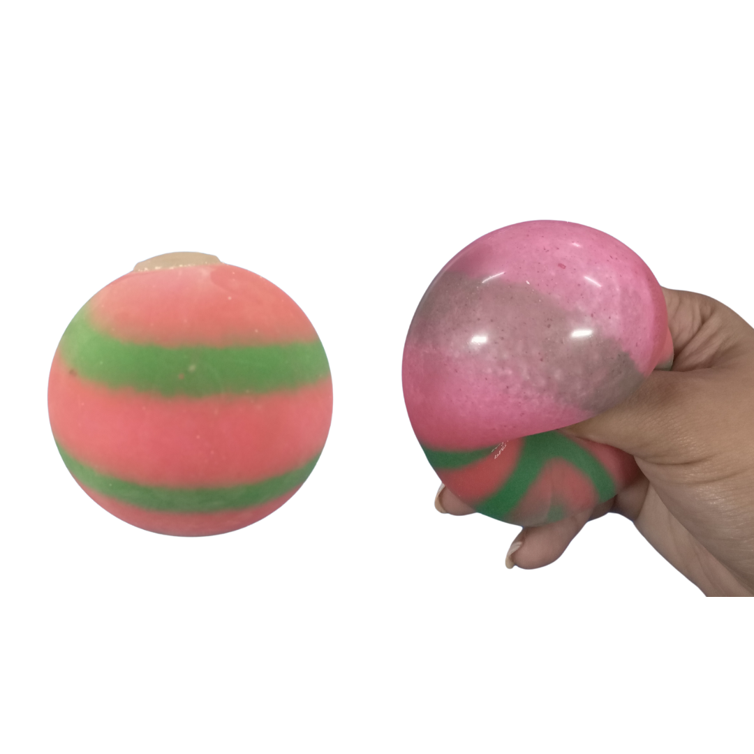 Red and Green Swirl Squish ball