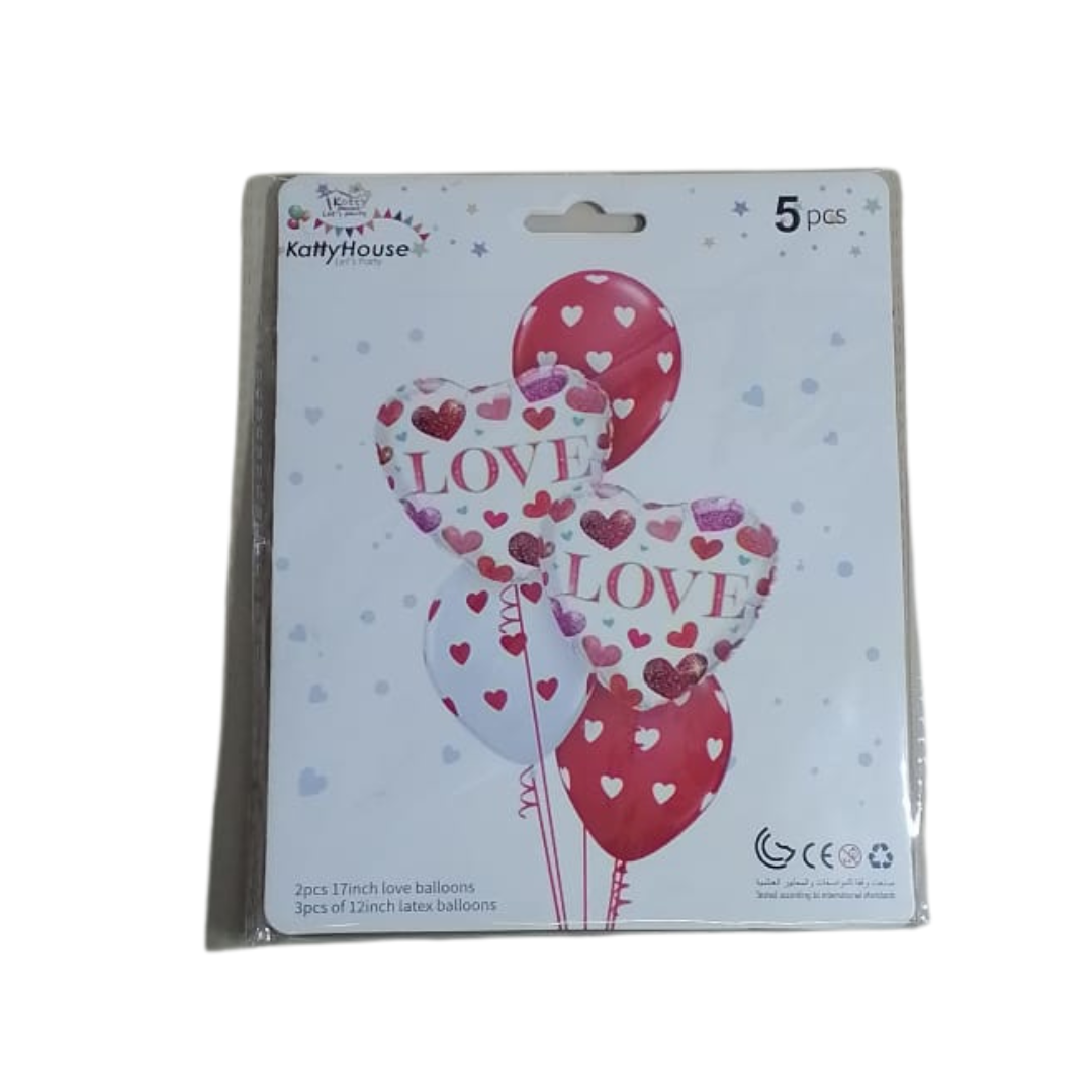 Balloon Bouquet Love Hearts 5PC