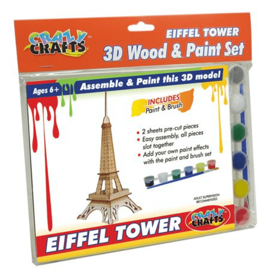 3D Wood & Paint Set - Eiffel Tower Toys Not specified 