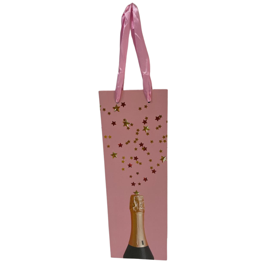 Wine/Champagne Gift Bag - Pink Stars