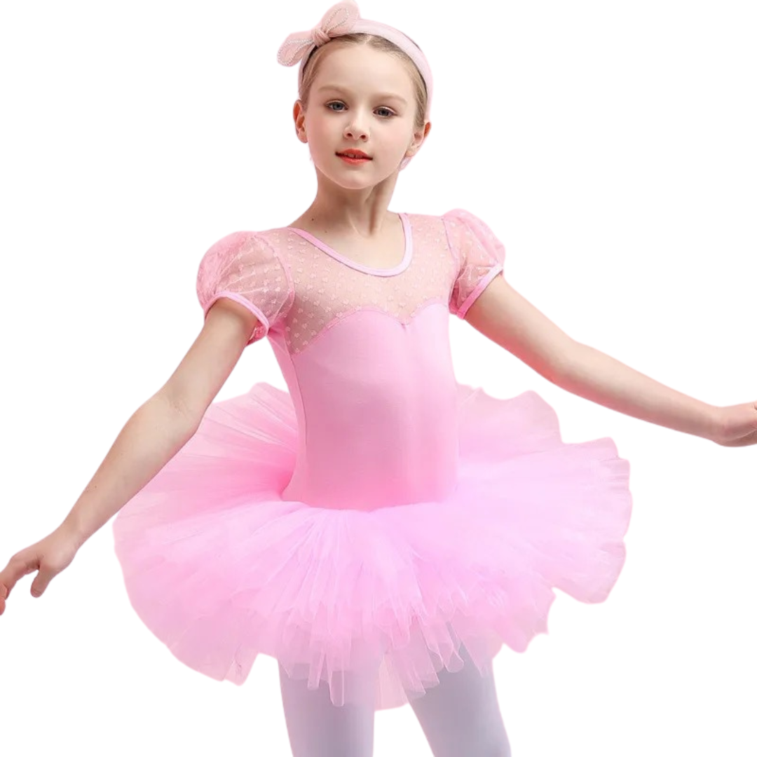 Pink Heart Lace Ballet Tutu Dress