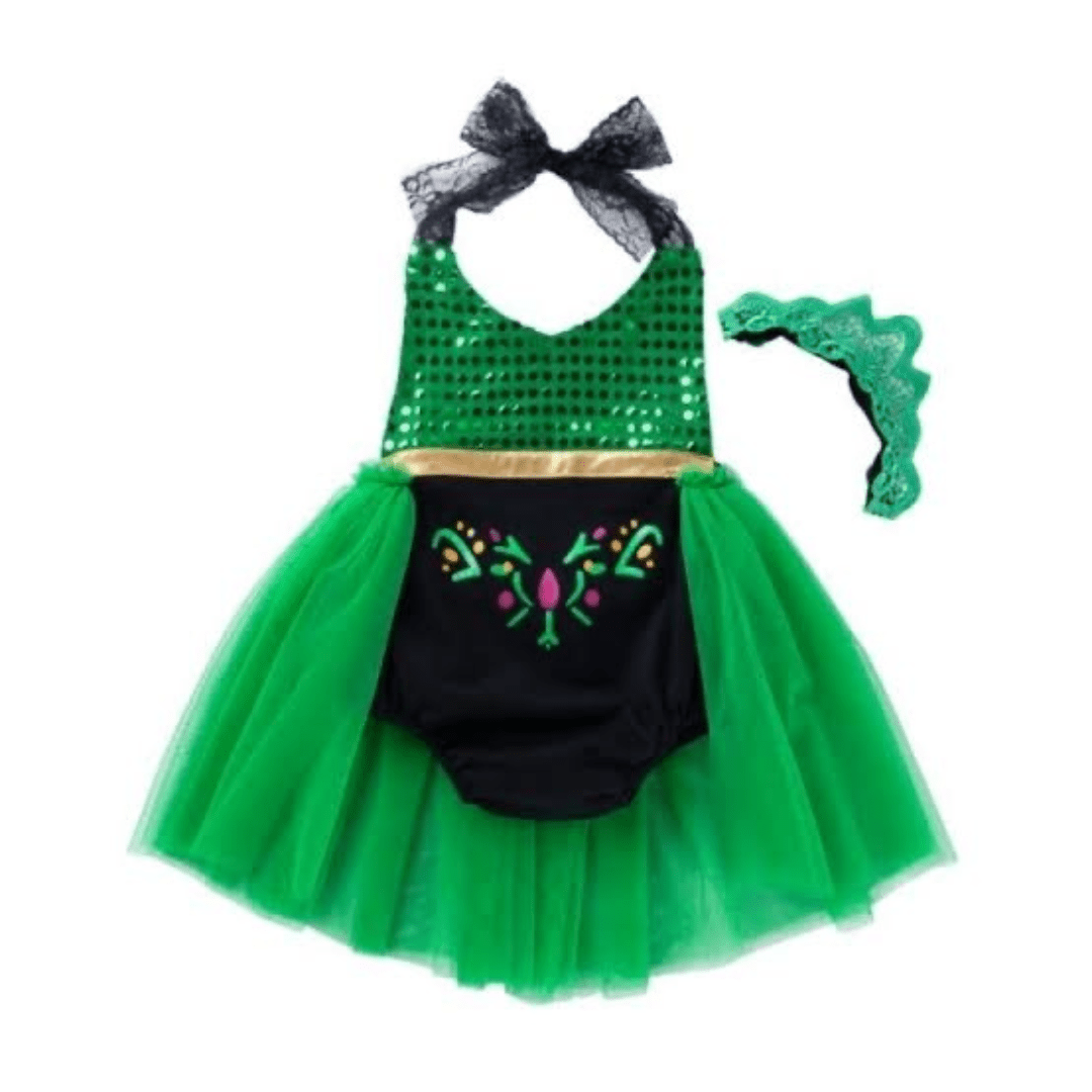 Black & Green Princess Romper Dress Up Not specified 