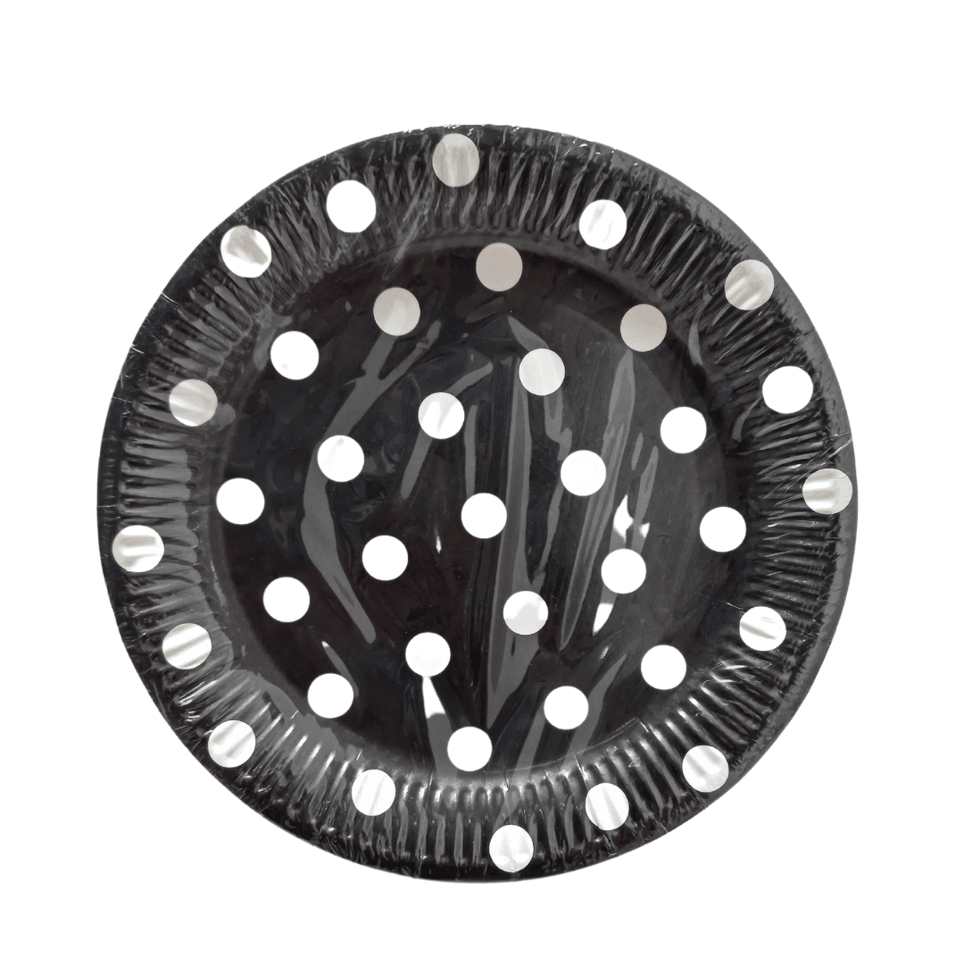 Black Polka Dot Plates Parties Not specified 