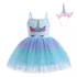 Blue Unicorn Dress with Tulle & Headband Dress Up Not specified 