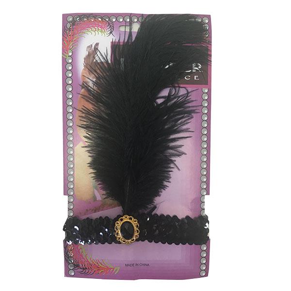 Charleston Flapper Feather Headband Dress Up Not specified Black 