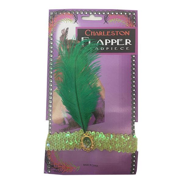 Charleston Flapper Feather Headband Dress Up Not specified Light Green 