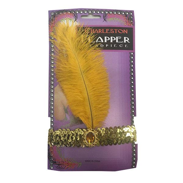 Charleston Flapper Feather Headband Dress Up Not specified Yellow 