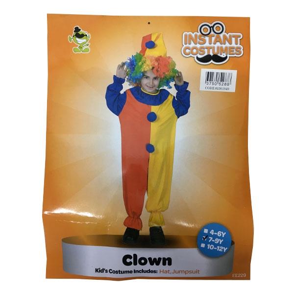 Clown Costume Age 7-9 Dress Up Not specified 