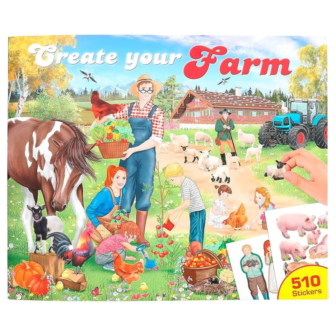 Create Your Farm Colouring Book - 510 Stickers Stationery Top Model 