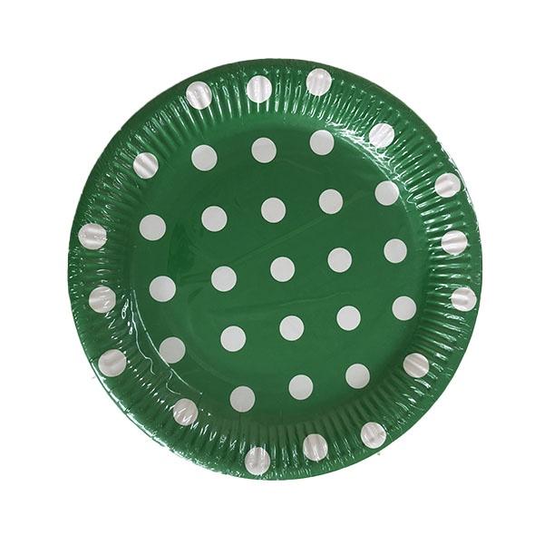 Dark Green Polka Dot Plates Parties Not specified 