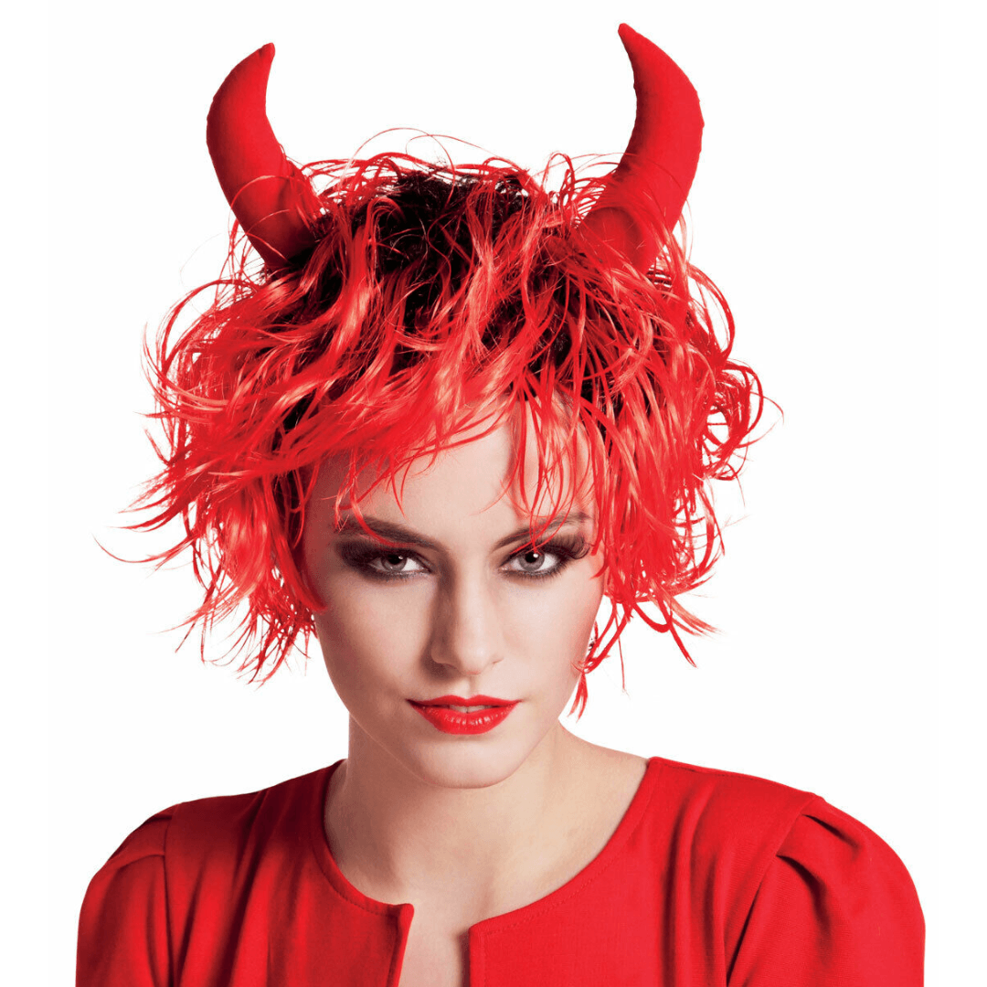 Devil Wig with Horns Dress Up Not specified 