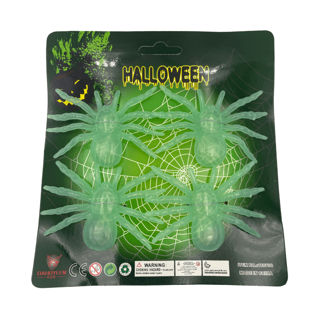 Glow in the Dark Spider Plastic 4pc Toys Not specified 