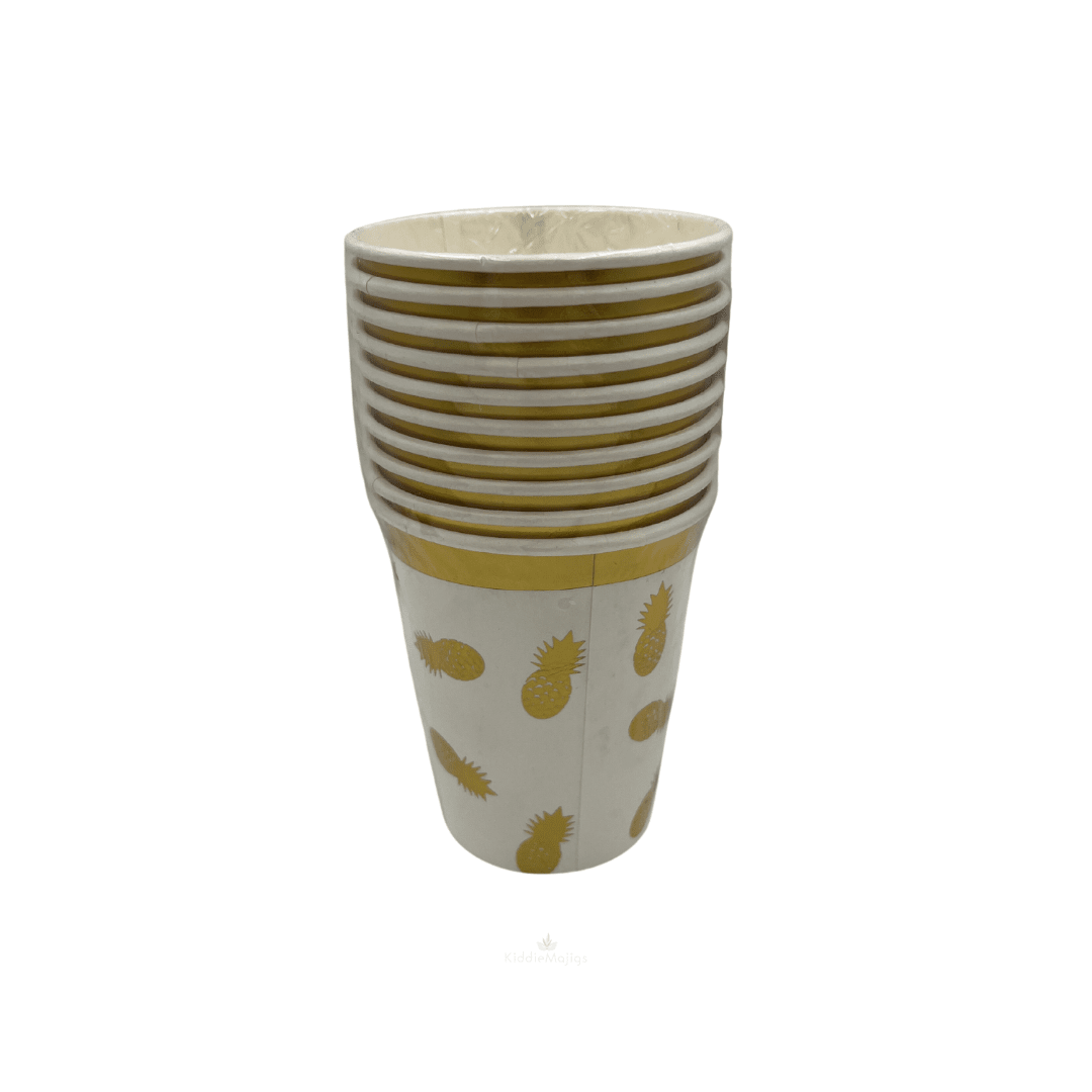 Golden Pineapples Paper Cups 10pc Parties Not specified 