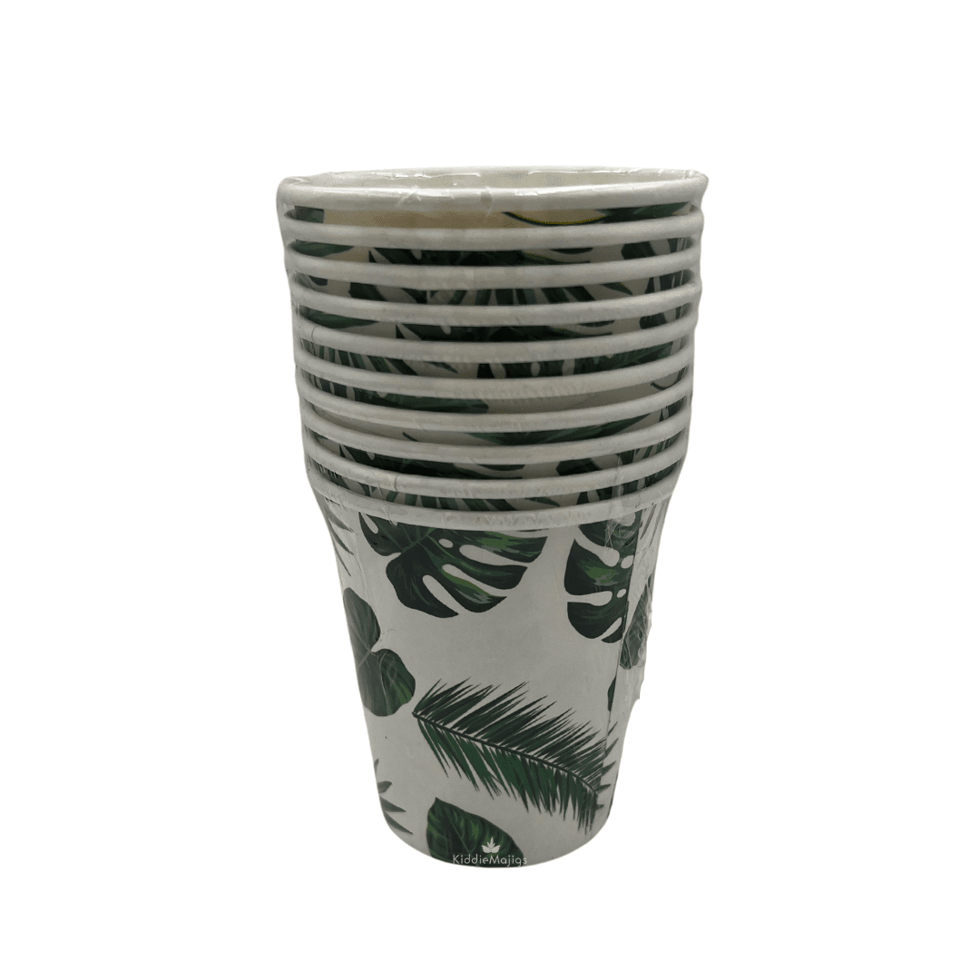 Green Leaves Paper Cups 10pc Parties Not specified 