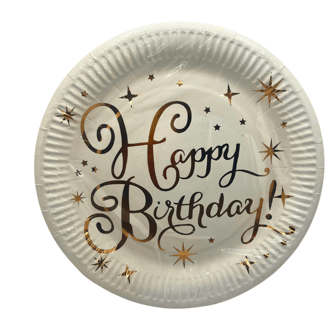 Happy Birthday Rose Gold Paper Plates 10pc Parties Not specified 