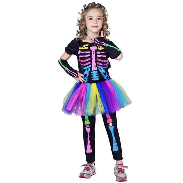 Kids Skeleton Multicolour with Tutu Dress Up Not specified 