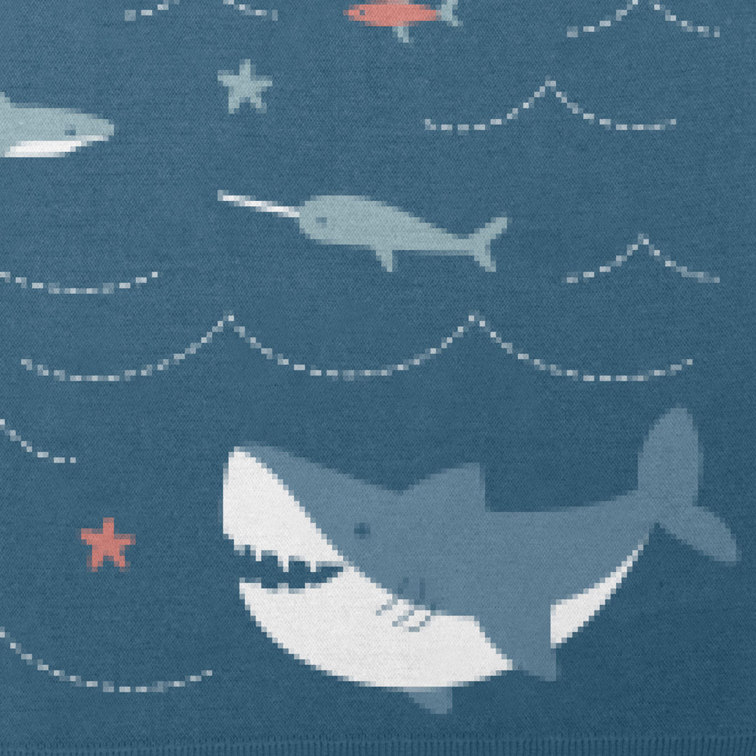 Knit Blanket Shark Toys Stephen Joseph 