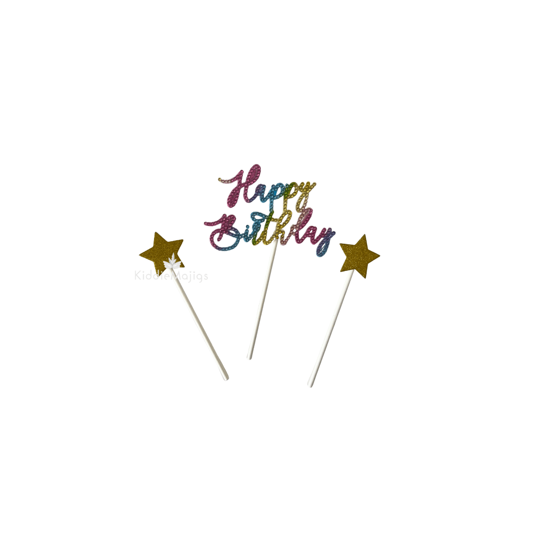 Multicolour Cake Topper HBD + Stars Parties Not specified 