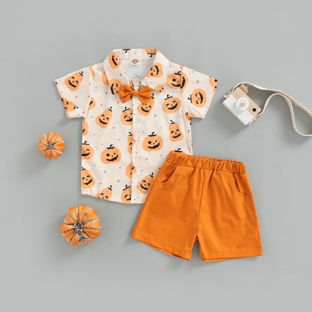 Orange Halloween Pumpkin Shirt and Shorts Halloween Not specified 