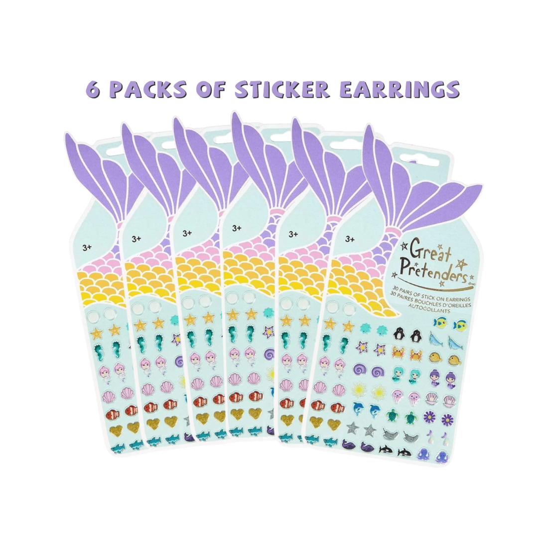 Pack of Mermaid Sticker Earings (30 PCS) Dress Up Great Pretenders 