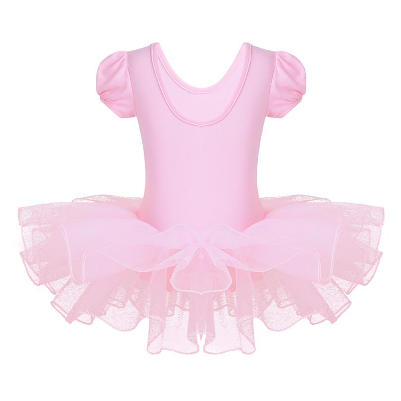 Pink Ballet Tutu Dress Puff Sleeve Rhinestones Ballet Not specified 