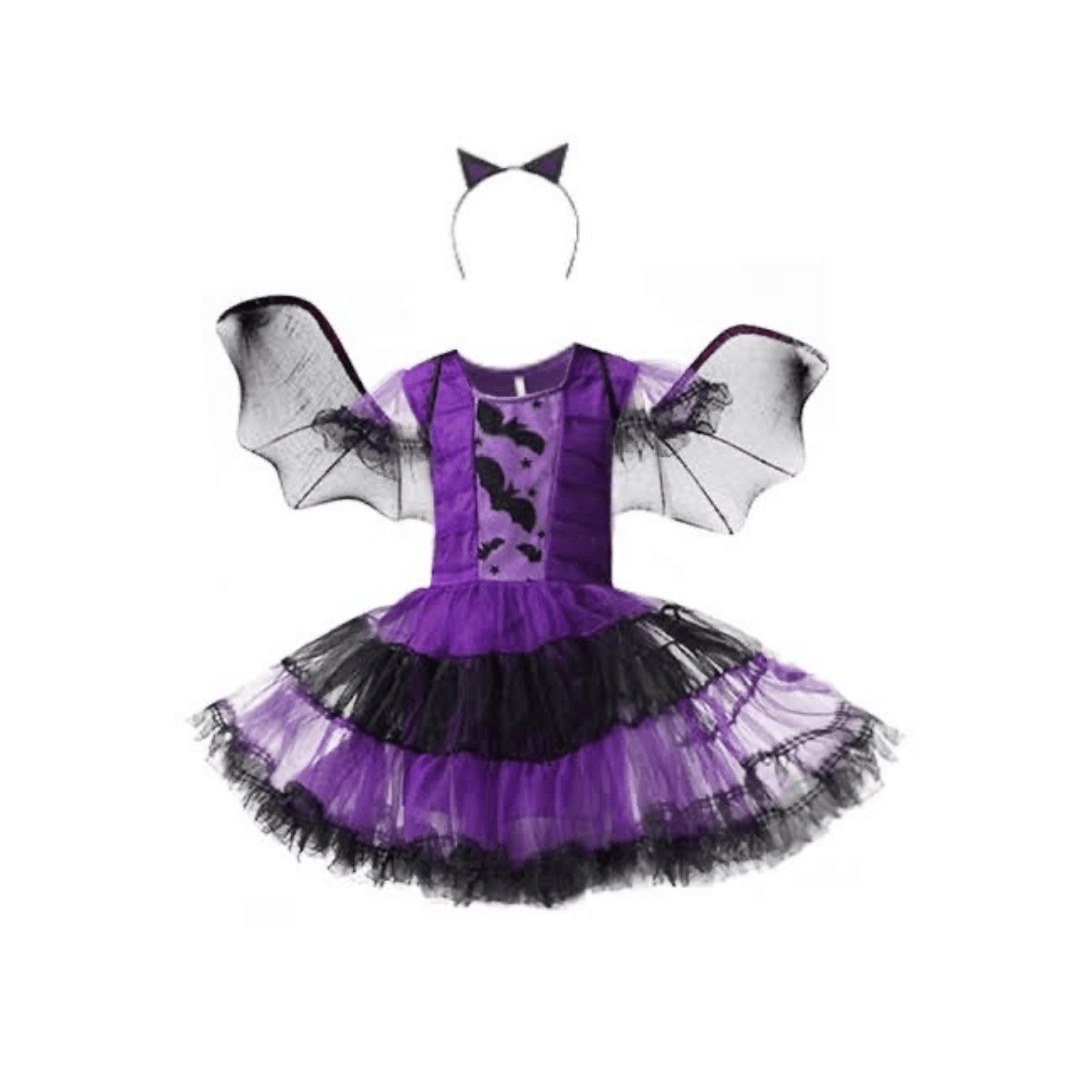 Purple Bat Dress with Headband Halloween Not specified 