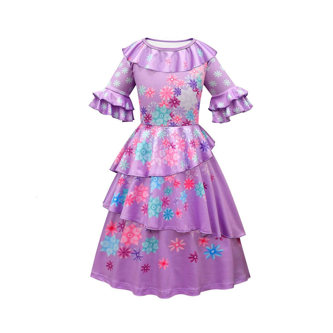 Purple Floral Dress Long Sleeve Dress Up Not specified 