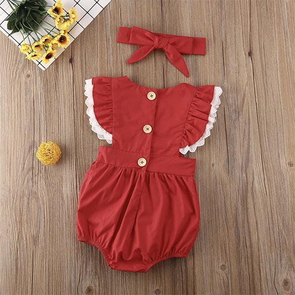 Red Christmas Romper White Trim Dress Up Not specified 