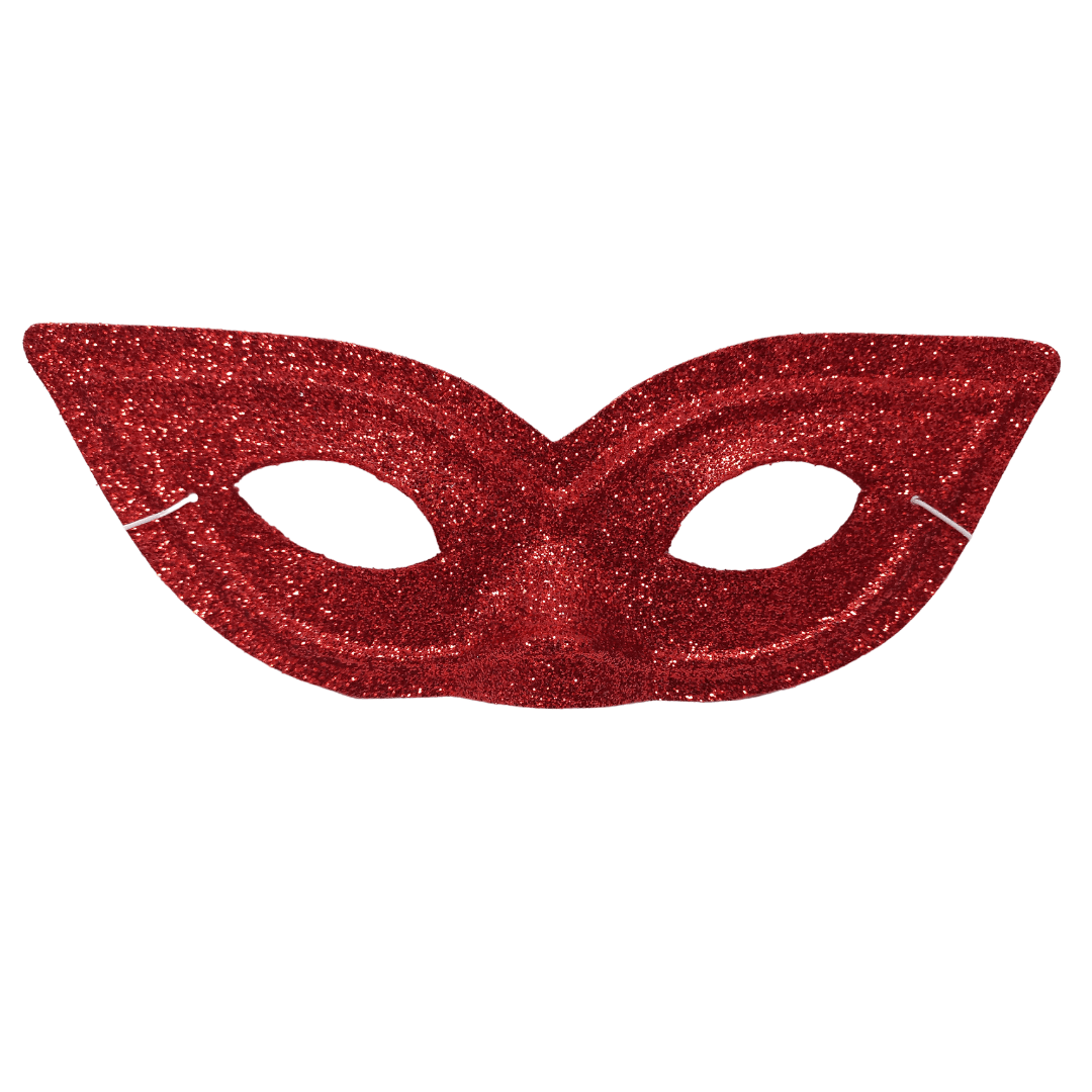 Red Glitter Eye Mask Dress Up Not specified 