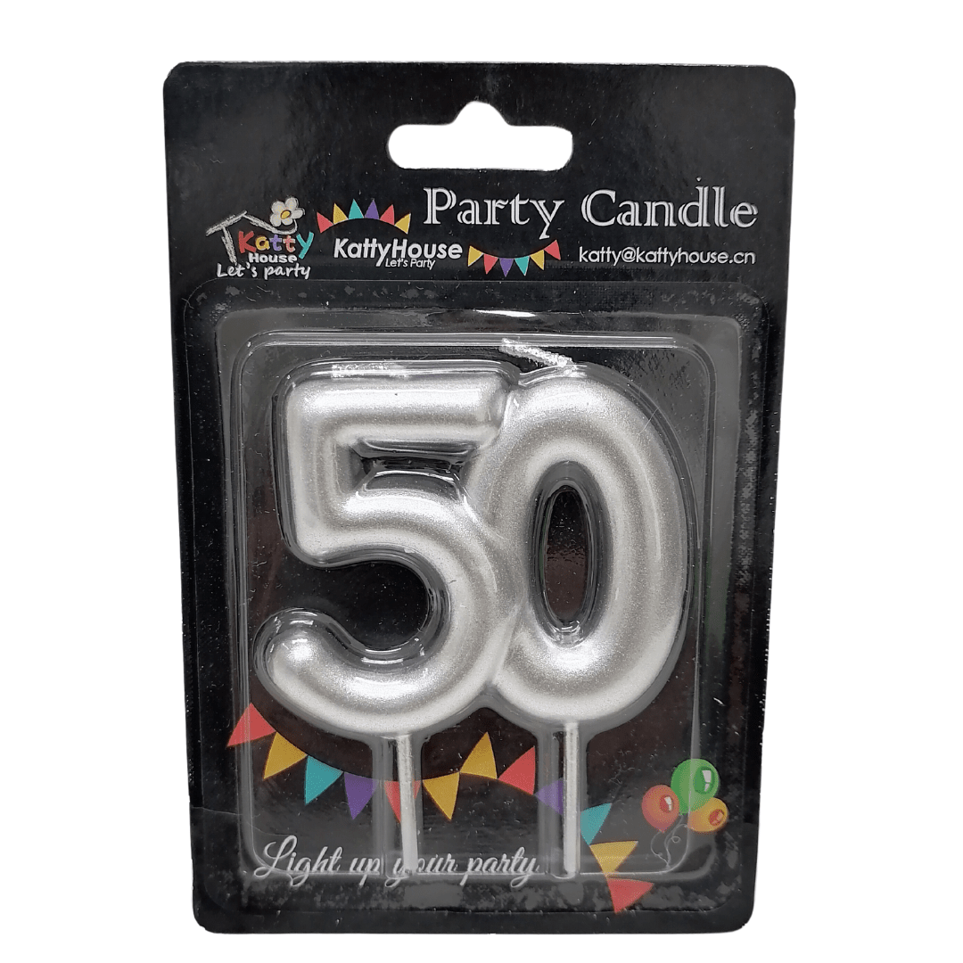 Silver Party Candle Aged 50 Parties Not specified 