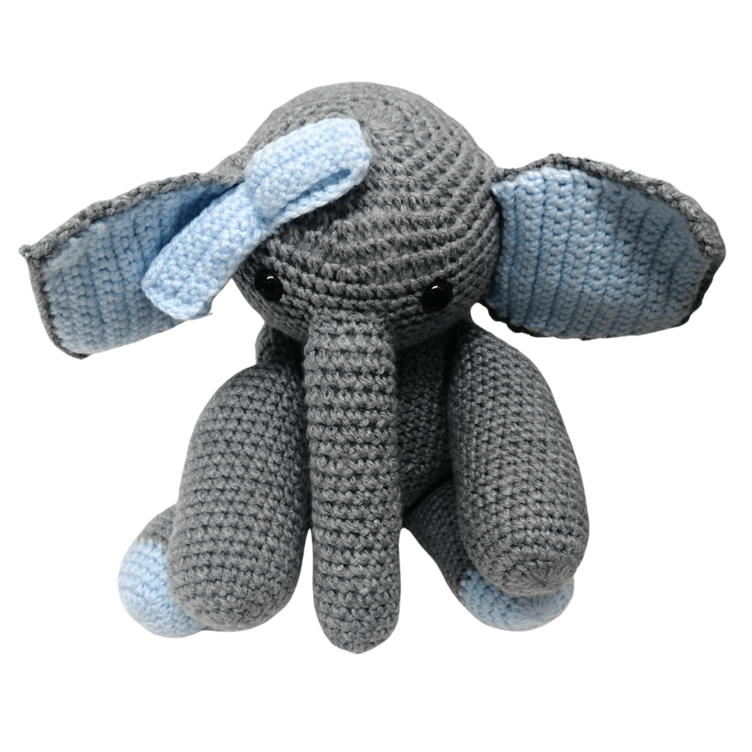 Tatenda Creations Teddies - Grey Elephant with Blue Bow Toys Not specified 
