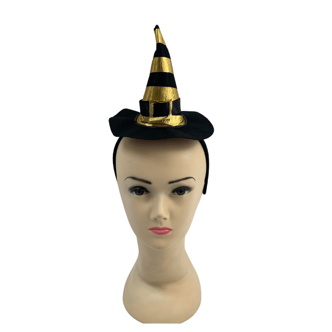 Witch Aliceband Hat Black and Gold Halloween Not specified 