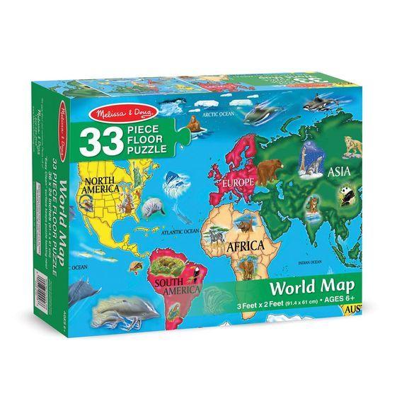 World Map Floor Puzzle 33Pc Toys Melissa & Doug 