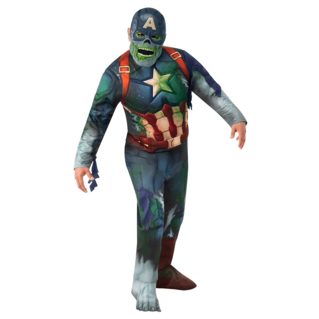 Zombie Captain America Deluxe Age 12-14 Dress Up Rubies 